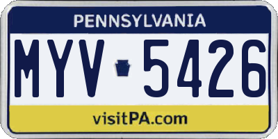 PA license plate MYV5426
