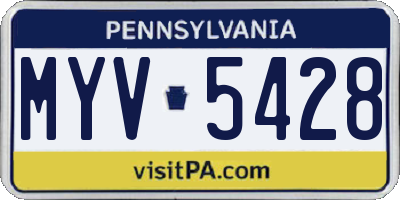 PA license plate MYV5428