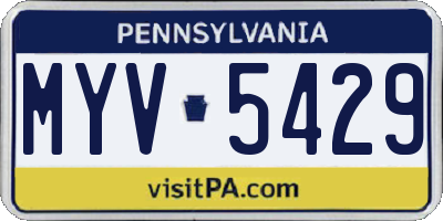 PA license plate MYV5429
