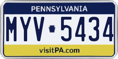 PA license plate MYV5434
