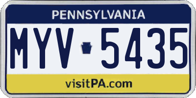 PA license plate MYV5435