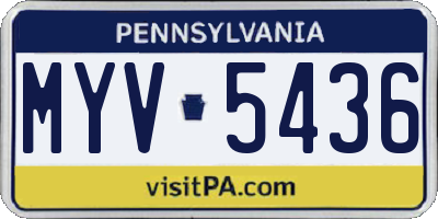 PA license plate MYV5436