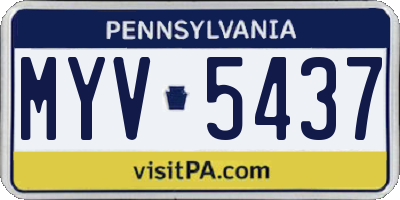 PA license plate MYV5437