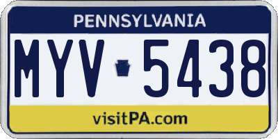 PA license plate MYV5438