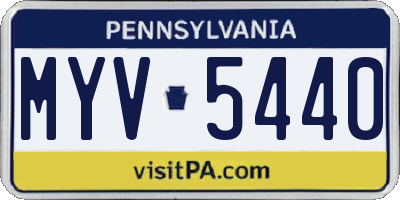 PA license plate MYV5440