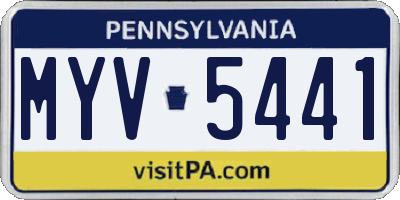 PA license plate MYV5441