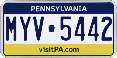 PA license plate MYV5442