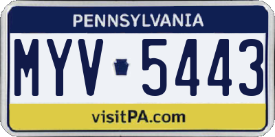 PA license plate MYV5443
