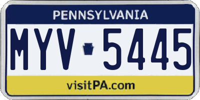 PA license plate MYV5445