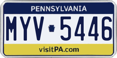 PA license plate MYV5446