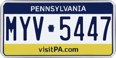 PA license plate MYV5447