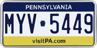 PA license plate MYV5449