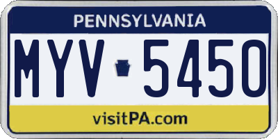 PA license plate MYV5450