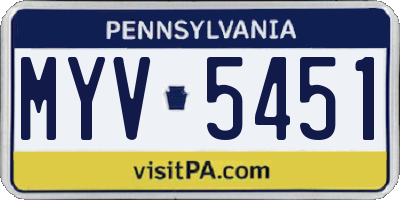 PA license plate MYV5451