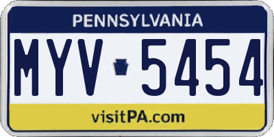 PA license plate MYV5454