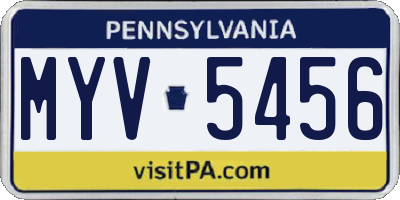 PA license plate MYV5456