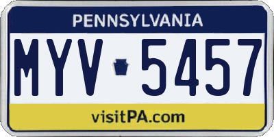 PA license plate MYV5457
