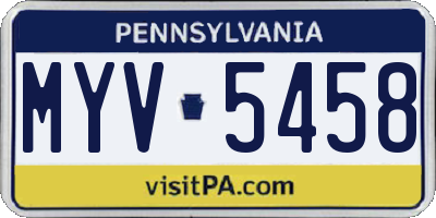 PA license plate MYV5458