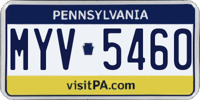 PA license plate MYV5460