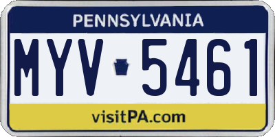 PA license plate MYV5461