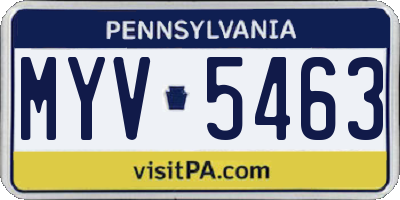 PA license plate MYV5463