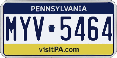 PA license plate MYV5464
