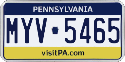 PA license plate MYV5465