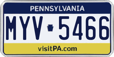 PA license plate MYV5466