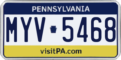 PA license plate MYV5468