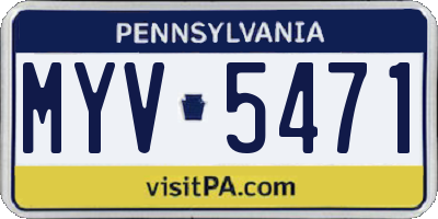 PA license plate MYV5471