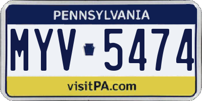 PA license plate MYV5474