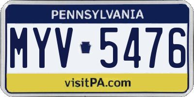 PA license plate MYV5476