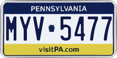 PA license plate MYV5477