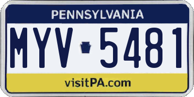 PA license plate MYV5481