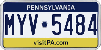 PA license plate MYV5484