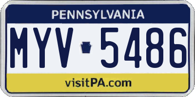 PA license plate MYV5486