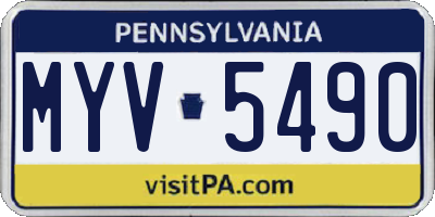 PA license plate MYV5490