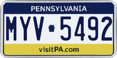 PA license plate MYV5492