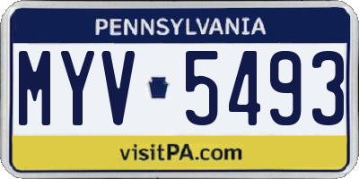 PA license plate MYV5493