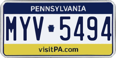 PA license plate MYV5494