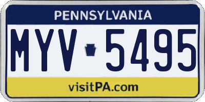 PA license plate MYV5495