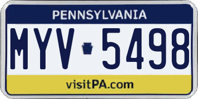 PA license plate MYV5498