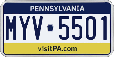 PA license plate MYV5501