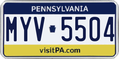 PA license plate MYV5504