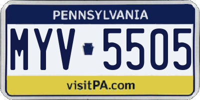 PA license plate MYV5505