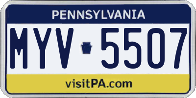 PA license plate MYV5507