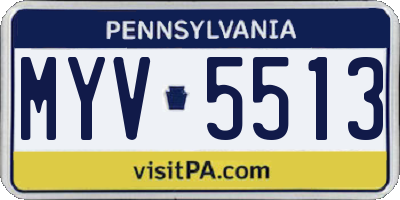 PA license plate MYV5513