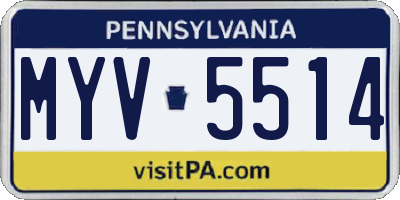 PA license plate MYV5514