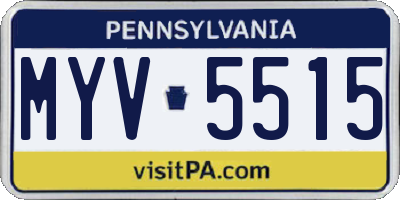 PA license plate MYV5515