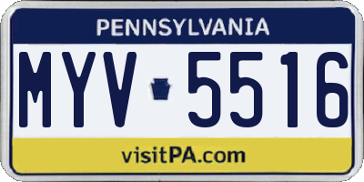 PA license plate MYV5516